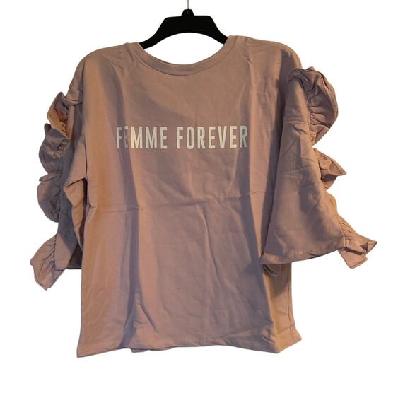 #2NWT Polly & Esther Rue 21 Pink 3/4 Sleeve Shirt Ruffles Femme Forever Size Sm - Picture 1 of 5